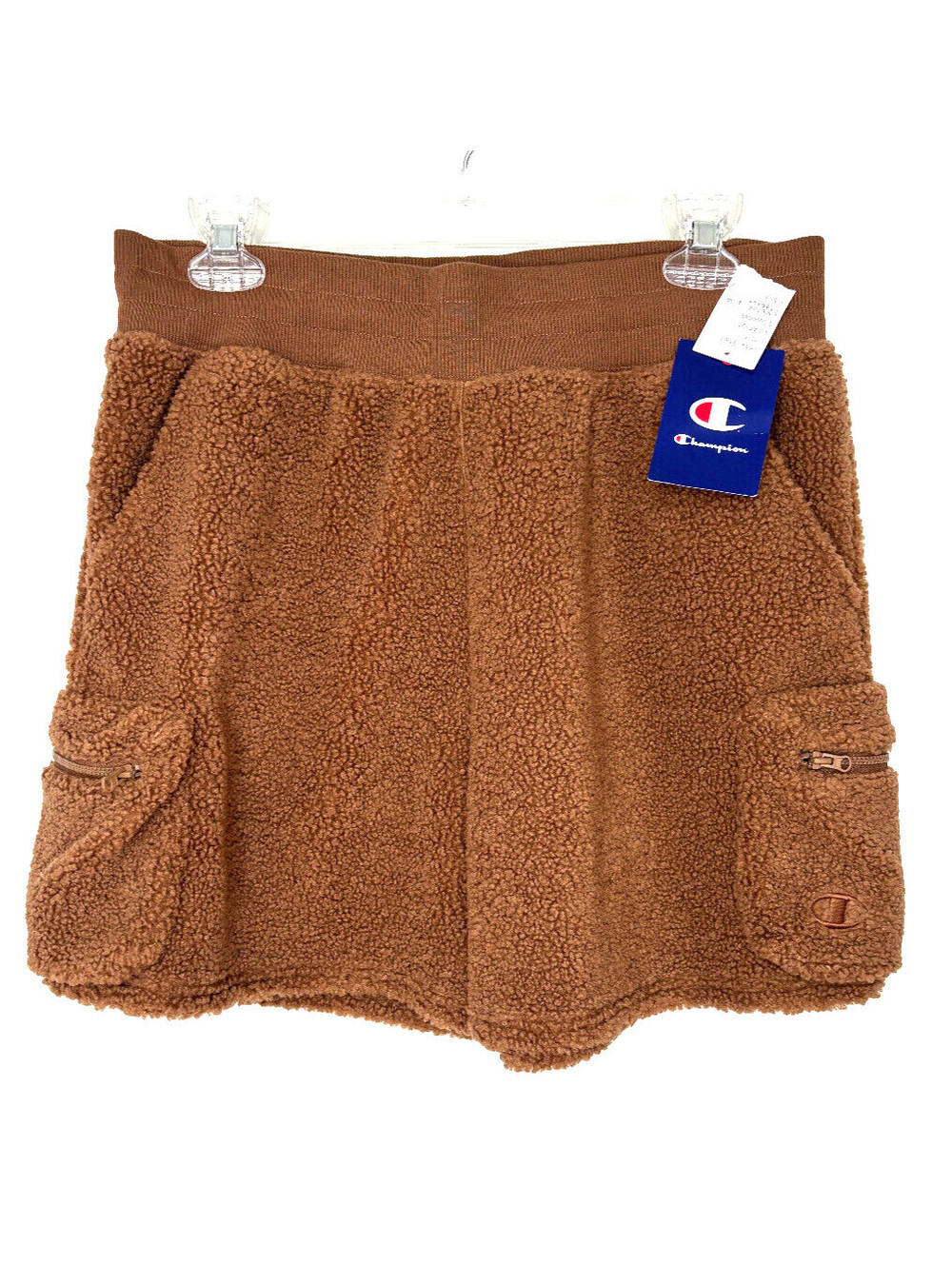 CHAMPION Urban Outfitters Teddy Sherpa Cargo Shorts Brown Size Small NWT